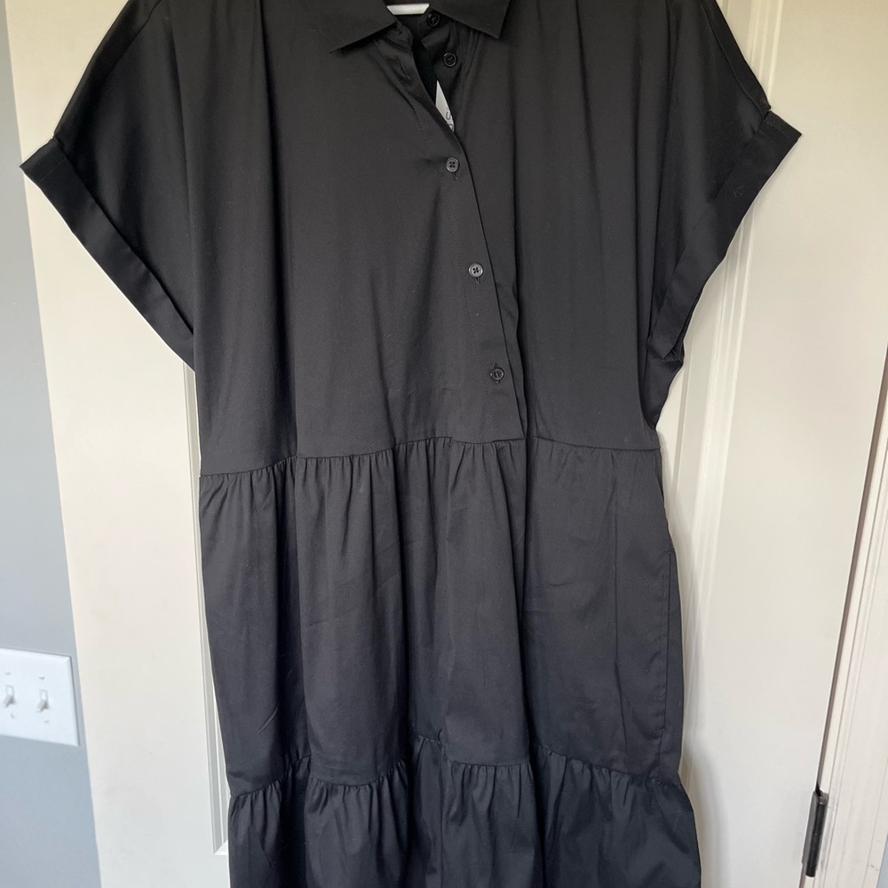 Chico’s Black Button-Up Asymmetrical Dress